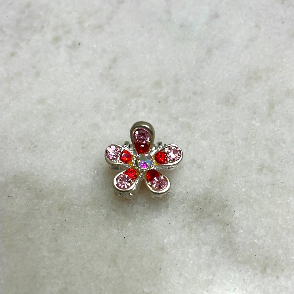 Pink and Red Rhinestones Flower Hair Clip